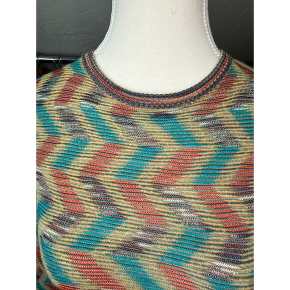 M Missoni MSRP $630 Medium Multicolor Chevron Striped Wool Blend Top y2k Italian - Picture 5 of 10